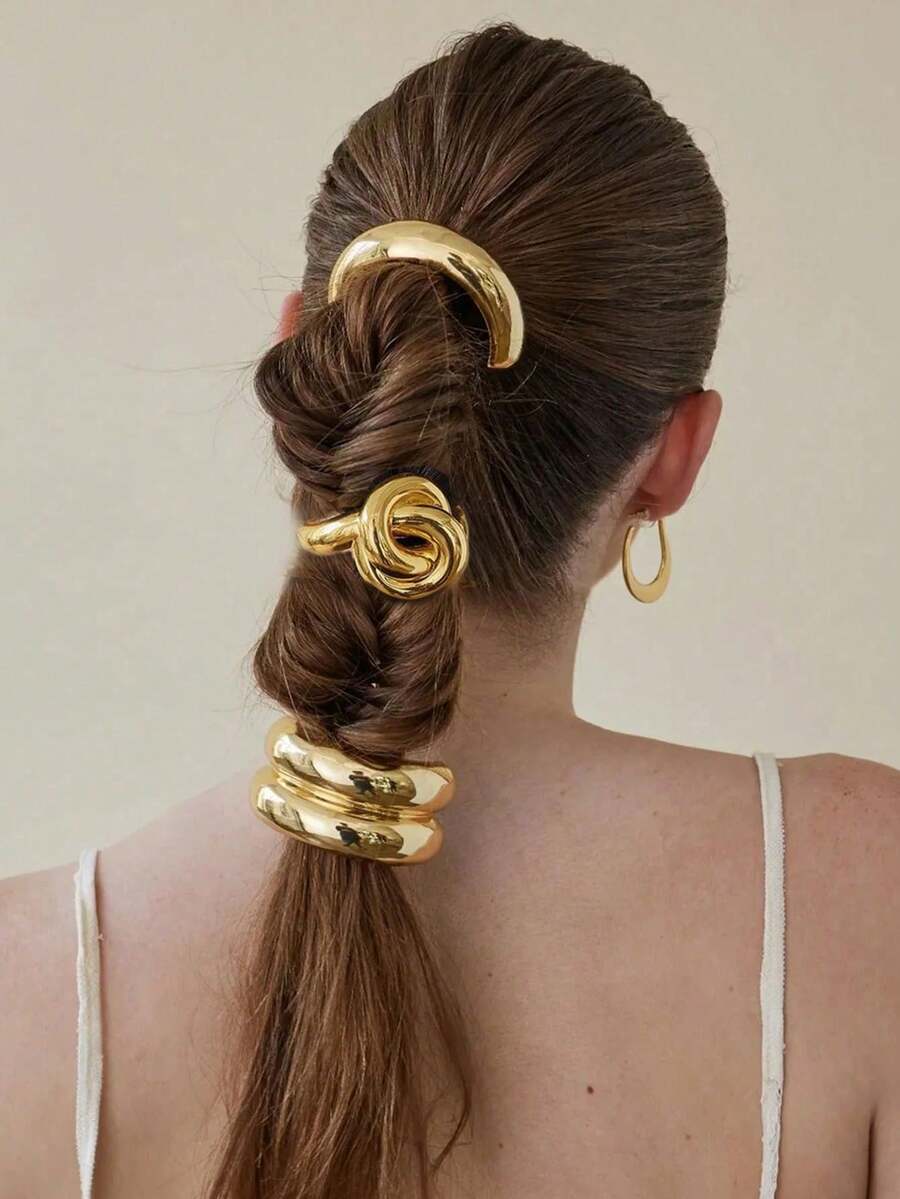 1 dây buộc tóc đuôi ngựa có khóa kim loại, đơn giản và thanh lịch - buộc tóc - Xem 1