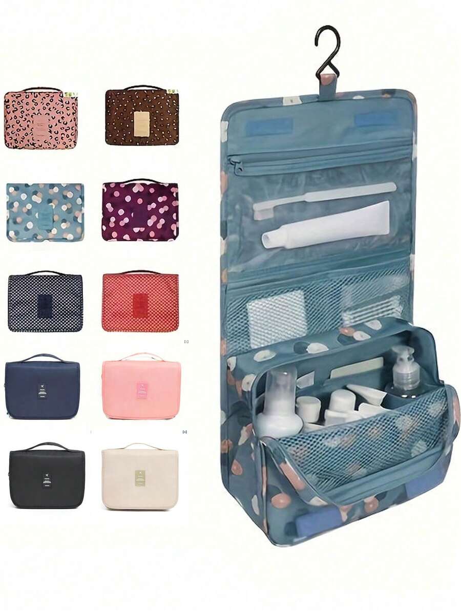旅行挂钩洗漱包，大容量化妆包，多功能收纳包盥洗包浴室沙滩包度假必备品学校用品旅行必备品女士宿舍化妆包化妆品收纳化妆品收纳包旅行配件刷包化妆品容器旅行用品旅行必备品女士配饰旅行用品大学度假邮轮暑假必备品女士洗漱包盥洗包手提包收纳 - 彩色 - 查看 1