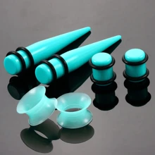 SWANJO 50pcs Acrylic Transparent Purple Ear Taper Ear Gauges Stretching Kits 14g-00g - 50pcs Set - View 4