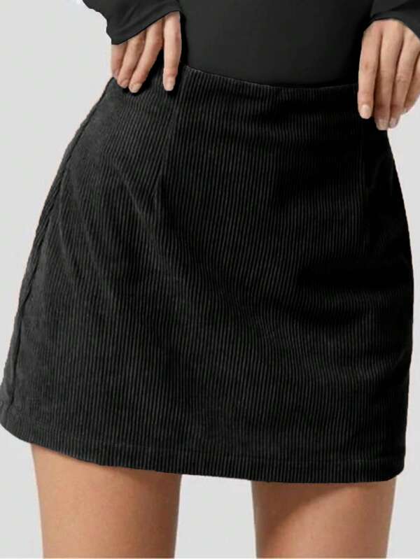 Damen High Waist 2-in-1 Mini A-Linie Casual Sport Rock mit unsichtbarem Reißverschluss