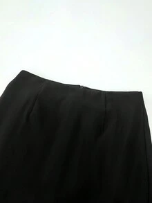 女士高腰二合一迷你A字隐形拉链休闲运动裙 - 黑色 - 查看 6