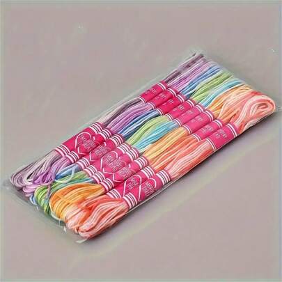 8pcs Embroidery Floss Gradient Line, DIY Sewing Thread Twist Cord Accessory For Friendship Bracelets And Handmade Projects, Polyester Cross-Stitch Embroidery Threads