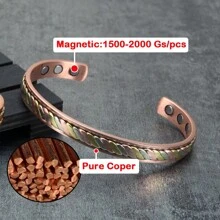 Twisted Pure Copper Magnetic Bracelets Handmade Braided Benefits Adjustable Open Cuff Bangles Women 8.3mm Wide Health Energy Jewelry - Handmade Twisted - View 9