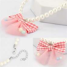 1 chiếc vòng cổ nơ đáng yêu với điểm nhấn là ngọc trai lấp lánh - Phụ kiện trang trí cổ áo thời trang cho chó - Phụ kiện thời trang cho thú cưng và trang sức cho chó - Nhiều màu - Xem 2