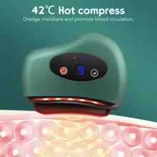 Electric Guasha Stone Massager Heater Vibration Heating Stone Neck Wrinkle Removal Tool -BA1201 - màu xanh lá - Xem 4