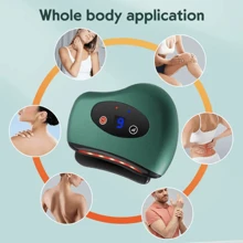 Electric Guasha Stone Massager Heater Vibration Heating Stone Neck Wrinkle Removal Tool -BA1201 - màu xanh lá - Xem 5