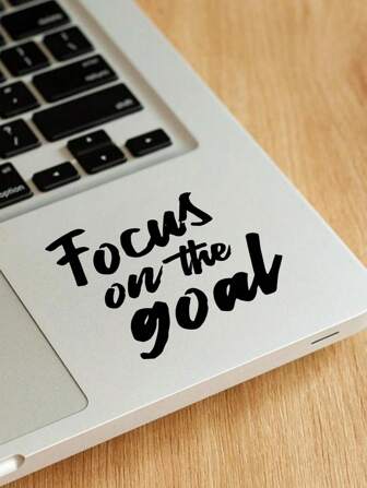 1pc Creative Partial Transparent Laptop Sticker, Handwritten Inspirational Style Sticker, Laptop Partial Sticker, PVC Material, Self-Adhesive, Dust-Proof, Scratch-Resistant, Removable, No Residue, Wear-Resistant, Suitable For Daily Office, Study Motivation, Desktop Decoration, 3.15*3.15inch