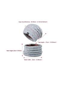 1 Set Women Geometric Pattern Acrylic Warm Hat & Loop Scarf With Fleece Earflaps, Autumn/Winter Winter Accessories Winter Outfits - Multicolor - View 4