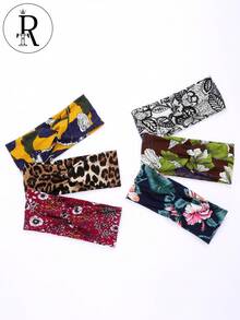 1 Băng đô thể thao in họa tiết thắt nút co giãn dành cho nữ - Yoga, Chạy bộ, Thấm hút mồ hôi, Băng đô thể thao thường ngày in họa tiết da báo Boho Paisley bản rộng, Polyester - Nhiều màu - Xem 9