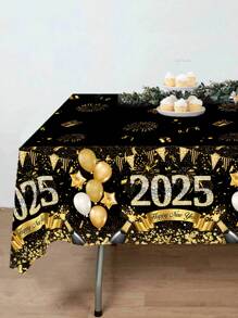 1 cái, Khăn trải bàn bằng nhựa tiệc mừng năm mới 2025, 130*220cm Đồng hồ pháo hoa vàng đen Thiết kế bóng bay Khăn trải bàn dùng một lần hình chữ nhật cho đồ trang trí đêm giao thừa 2025, Phòng ăn tiệc mừng năm mới Trang trí bàn bếp, Giáng sinh - Nhiều màu - Xem 4