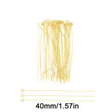 50pcs/Set Golden T-Shape Flattened Head Pins Looped Eye Pins, 316 Stainless Steel Bendable For DIY Jewelry Making,Bracelet, Necklace, Earring Craft Supplies, Size: 20/30/40mm - Gold - View 19