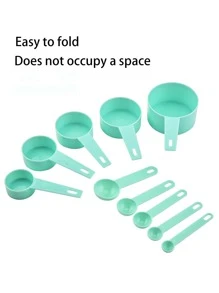 1 套 10 件，量杯和量匙套装，厨房辅助量杯和量匙，可堆叠杯子和量匙，用于烹饪和烘焙的厨房小工具