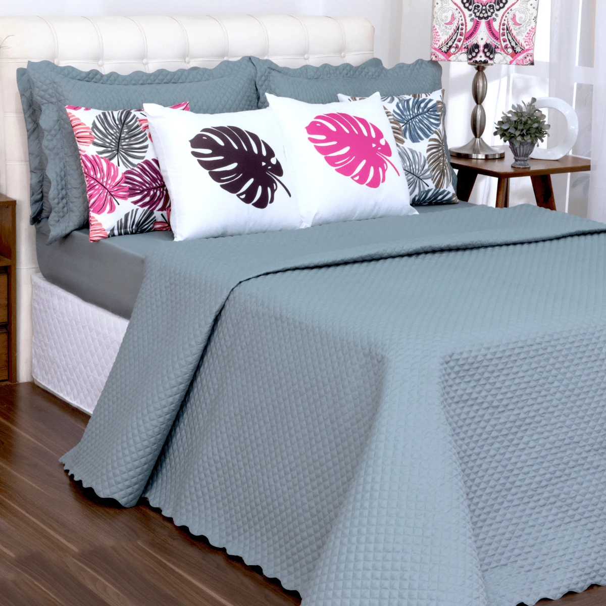 Quilt Kit, Bedspread + Sheet For Queen Size Bed, 8 Pieces, 200 Thread