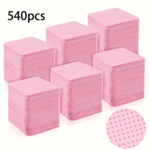 300 chiếc/540 chiếc Khăn lau tẩy sơn móng tay, Miếng lau móng tay không dệt, Miếng lau ma thuật làm móng, Miếng lau miệng lọ keo dán mi, Miếng lau không vụn, Khăn lau sạch lọ keo dán - Hồng - Xem 1