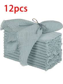 2/6/12/300pcs Simple Fresh Fringed Cloth Napkins, Soft & Absorbent, Suitable For Party, Wedding, Restaurant, Dining Table Decor