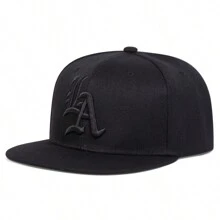 1Piece Men Gothic Letter LA Embroidered Hip Hop Hat Outdoor Adjustable Sunscreen Leisure Hat Spring Autumn Travel Tourism Beach Vacation - 黑色 - 查看 1