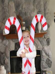 TYFYO 88cm/115cm Inflatable Christmas Candy Cane Stick Balloons Candy Canes Decorations for Xmas Outdoor Christmas Decorations for home 2023 - Merah - View 2