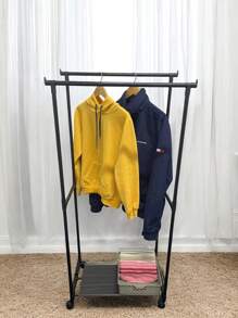 Clothes Rack For Closet Double Bar Mobile Shoe Racks - 黑色 - 查看 4