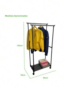Clothes Rack For Closet Double Bar Mobile Shoe Racks - 黑色 - 查看 3