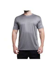 Men's DRY FIT T-Shirt Crew Neck Slim Fit Round Neck Short Sleeve Basic Casual Workout Gym Shirt - 黑色 - 查看 3