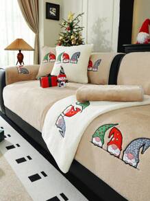 1 chiếc đệm ghế sofa bằng vải nhung họa tiết ông già Noel, đệm ghế sofa chủ đề Giáng sinh thân thiện với vật nuôi, thích hợp cho văn phòng, phòng ngủ, trang trí nhà cửa phòng khách, mọi mùa - Màu Khaki - Xem 1