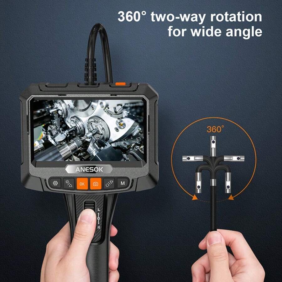 inskam 5" IPS Screen High Definition Endoscope 360 Degree DualView 8