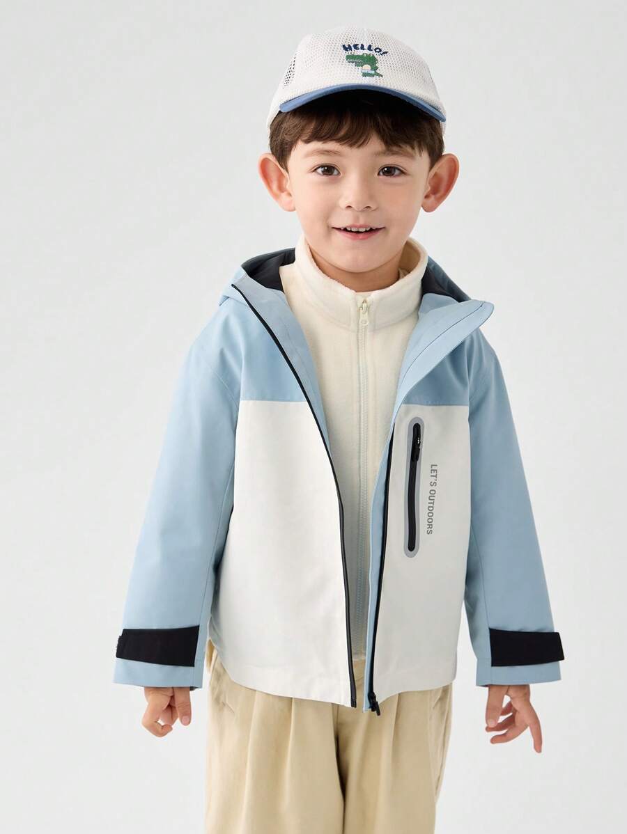 Balabala Girls' Hooded Jacket Set Stylish Spring 2024 Outerwear - Blue and White - View 1