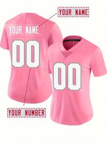 Customized Name And Number Women's Embroidered American Football Jersey Arizona Pink V-Neck Personalized Short Sleeved Shirt Party Game Training Competition Sports Top DIY S-XXL