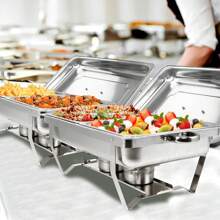 BriSunshine Chafing Dish Set, Wärmebehälter für Speisen, 9L Edelstahl Warmhaltebehälter Essen, Speisenwärmer für Buffet, Partys, Hochzeiten (4PCS, 8 x GN 1/2)