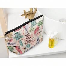 护士工作配件，趣味化妆包拉链包，卡通歌手图案，帆布化妆旅行包，护理学校必备品，护士化妆包，护士礼物，护理礼物，护士节生日毕业护士感谢礼物，女护士 NICU 护士化妆包 - 彩色 - 查看 2