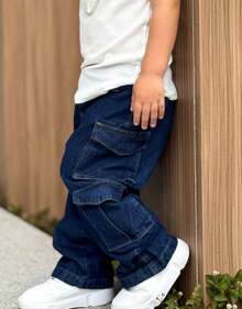 CALÇA JEANS INFANTIL MENINO CARGO STREET BAGGY