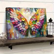 1pc Flower Wing Angel Wing Oil Painting Printed Poster, Framed Home Decoration Painting, Perfect Gift For Beautiful Girls, Suitable For Hanging Bedroom, Dining Room, Living Room, Bathroom Wall Decoration, Ideal Wall Art Decoration - 彩色 - 查看 5