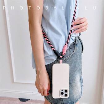 1 件 4 股编织长挂绳，适用于手机，可作为送给母亲、家人、朋友、生日、节日的礼物，手机挂饰，手机链