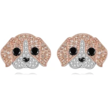 Creative Personality Shining Black And White Rhinestone Cute Husky Stud Earrings For Women Exquisite Cartoon Puppy Animal Jewelry Accessories Gift For Mother, Wife, Daughter, Girl - 銀色 - 查看 10