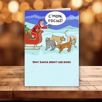 1 pezzo Biglietti d'auguri festivi (Biglietti di Natale) - Illustrazione unica di un cane natalizio, busta di colore casuale, interno vuoto - Per regali di Natale a moglie/marito/mamma/figlio/amico