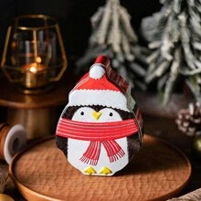 1 件迷人企鹅和雪人圣诞糖果罐、圣诞老人饼干盒 - 适合节日零食、生日和派对礼物 - 彩色 - 查看 6