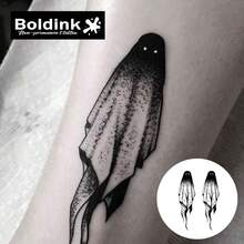 Boldink Temporary Tattoos, Ghost Design For Halloween, Realistic & Natural Tattoos Last 1-2 Weeks, Fun Starter Tattoos, No Commitment Animal Tattoos - Black - View 2