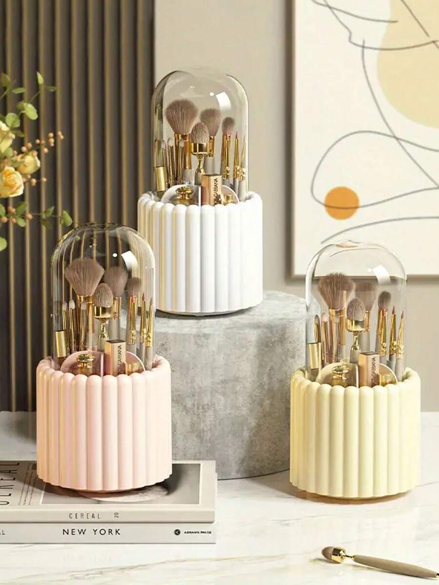 Hộp đựng đồ để bàn dung tích lớn xoay 360°, thích hợp cho phòng tắm, đồ trang điểm, chăm sóc da, son môi, đồ trang sức, cọ phấn