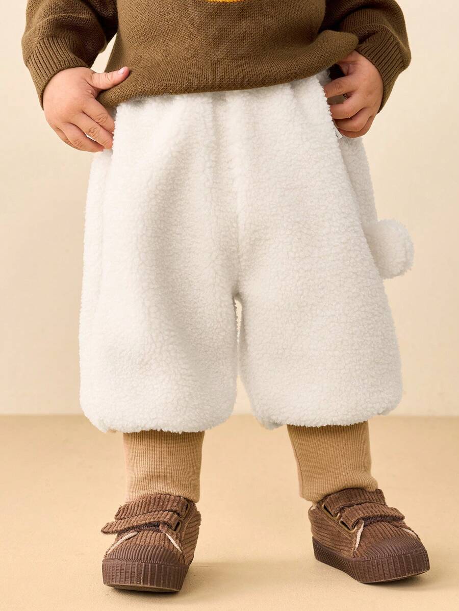 mini bala Boys Girls Fleece Long Pants Autumn Winter Stylish Casual Trousers - Light Khaki - View 1