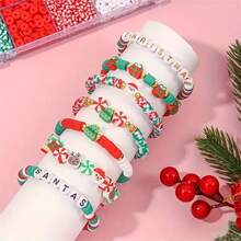 1/3 件 2x6 毫米红白绿圣诞主题聚合物粘土珠，隔珠适用于 DIY 珠宝制作、节日派对手链项链耳环工艺用品，约 320 件/件 - 軟陶片 - 查看 8
