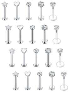 CIZME 16g 唇环 耳屏穿孔首饰 耳轮穿孔首饰 软骨耳环 女士平背耳屏耳环 前向耳轮耳环 银金推入式耳屏首饰 美杜莎穿孔首饰 唇钉穿孔首饰 16g 唇钉首饰 塑料唇钉穿孔首饰 不锈钢软骨穿孔首饰 海螺耳钉 海螺穿孔首饰 - Lip Studs/Earring Studs - 查看 17