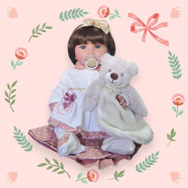 Bebê Reborn Luna Silicone Menina Pode Dar Banho