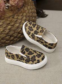 1 双女孩豹纹时尚百搭防滑耐用运动鞋 - 棕色 - 查看 4