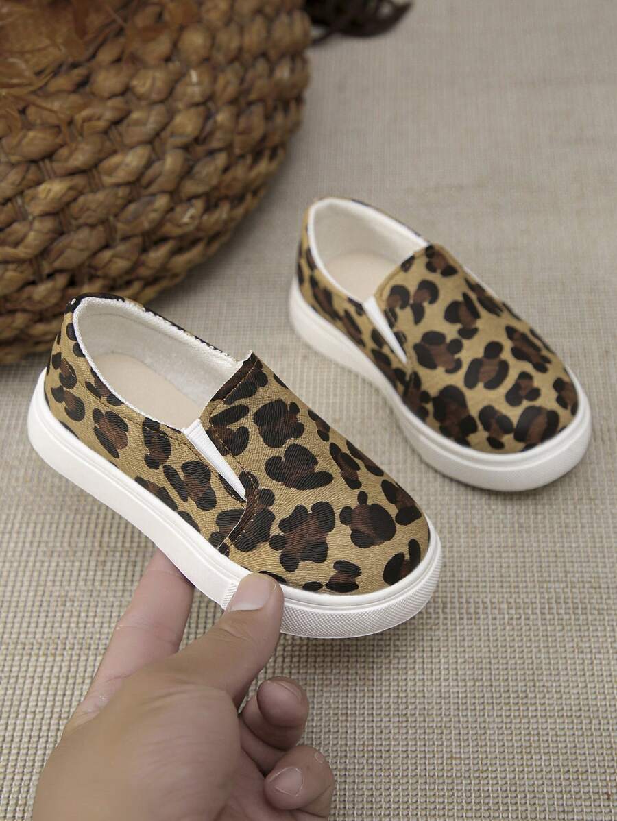 1 双女孩豹纹时尚百搭防滑耐用运动鞋 - 棕色 - 查看 1