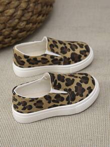 1 双女孩豹纹时尚百搭防滑耐用运动鞋 - 棕色 - 查看 6