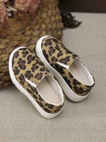 1 双女孩豹纹时尚百搭防滑耐用运动鞋 - 棕色 - 查看 5