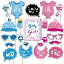 1pc Gender Reveal Birthday Party Handheld Photo Paper Frame, Pink Photobooth Prop, Party Supplies Birthday Shower Party Decoration,Christmas