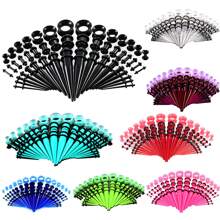 SWANJO 50pcs Acrylic Transparent Purple Ear Taper Ear Gauges Stretching Kits 14g-00g - 50pcs Set - View 9