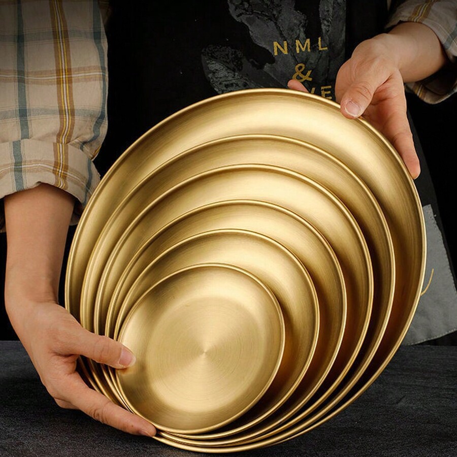 304 Stainless Steel Dinner Plate, Thicker Baking Tray, Round Dish