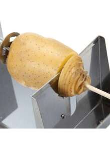 HaroldDol Stainless Steel Manual Tornado Spiral Potato  Spiral Potato Slicer Chipper Potatoes Chips  Machine Kitchen Tool Silver The Best Gift/Present For Family&Friends Happy Christmas - Silver - View 8